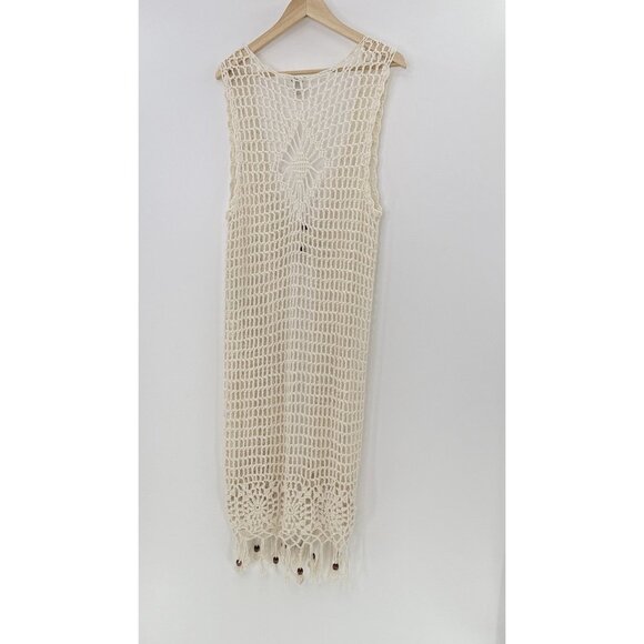 XXI Los Angeles Cream Ivory Crochet Cardigan Duster Size Small Boho Festival - Picture 2 of 12